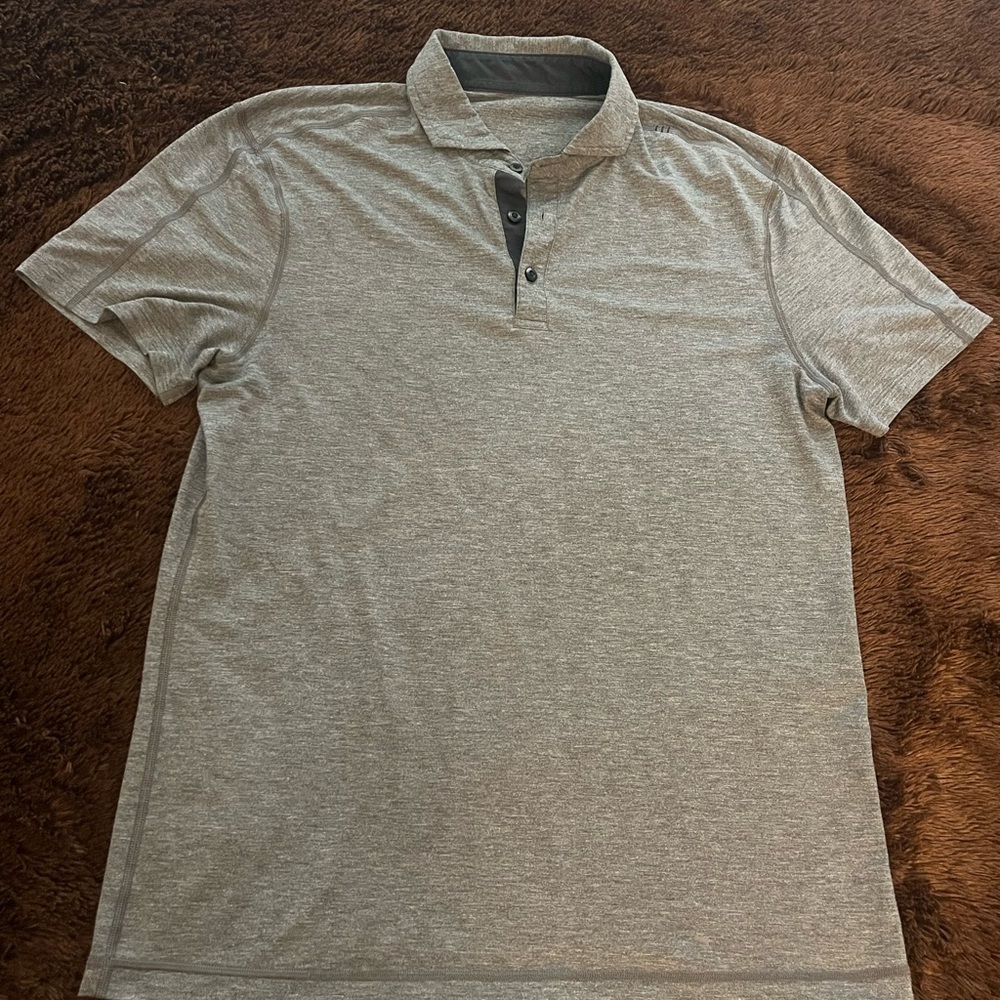 Lululemon Men’s Grey Polo Shirt - Athletic Fit & Timeless Style